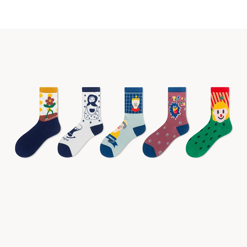 New cartoon animation sports leisure tide socks cotton sweat-absorbing women's socks