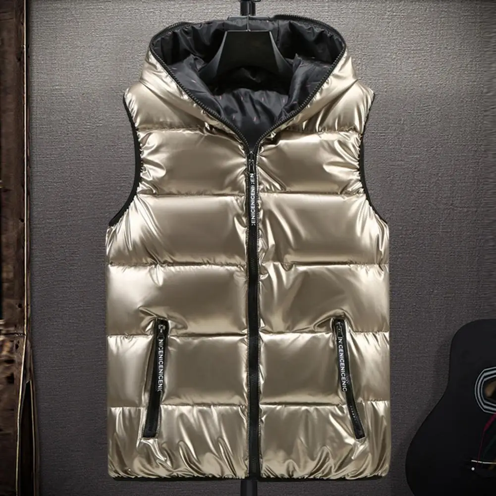 

Stylish Men Waistcoat Fashionable Zipper Autumn Winter Coldproof Fine Stitching Hooded Vest Hooded Vest Men Vest