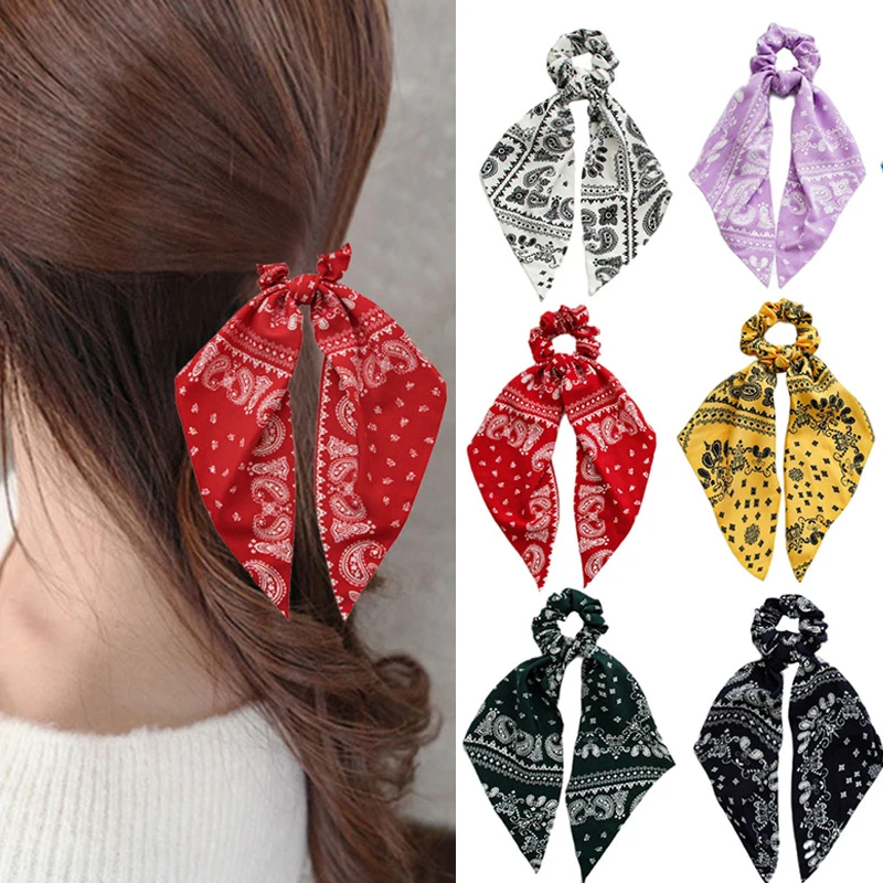 

Knot Ribbon Large Hair Scrunchies Loop Bow Long Ribbon Hair Rope Tie Accessories Women Girls Ponytail Elastic Bands Headwear