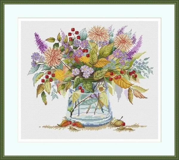 Набор для вышивки крестиком 39-35 осенних цветов хлопковая ткань рукоделия Homefun