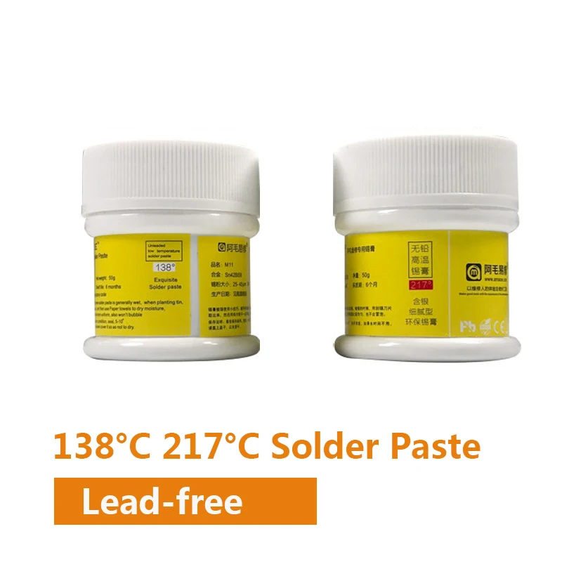 AMAOE M9/M11 Solder Paste 50g 138/217°C Low Temperature Sn42Bi58 Tin Paste Flux For Mobile Phone PCB BGA SMD SMT Repair Tools