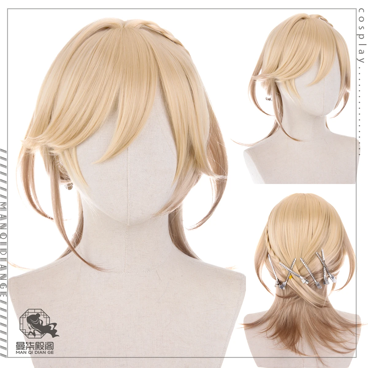 

Kaveh Cosplay Wig Genshin Impact Blonde Gradient Heat Resistant Synthetic Hair Role Play Halloween Carnival Party + Free Wig Cap