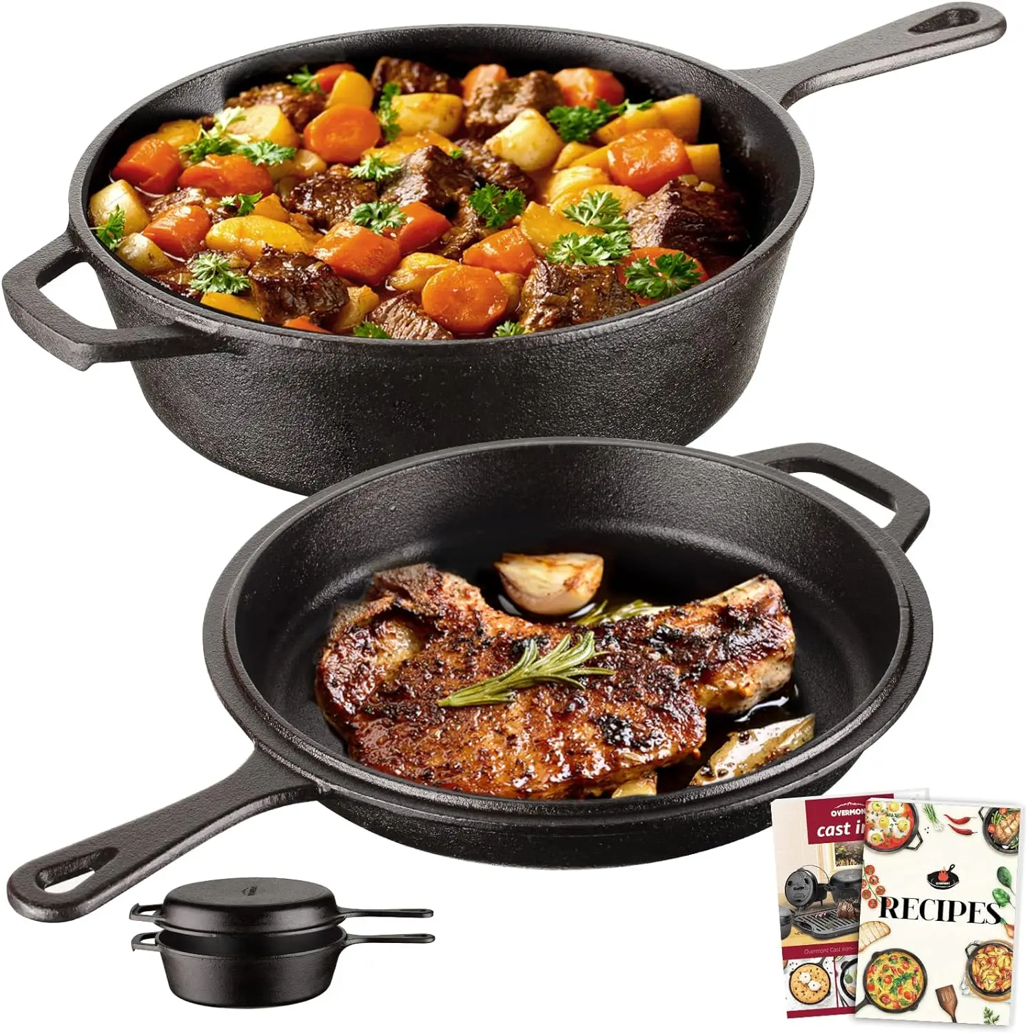 

Iron Dutch Oven with dual use Skillet lid for Oven, Induction, , Grill, Stovetop, (3.2QT Pot, 10.5 inches) мангал Grill co