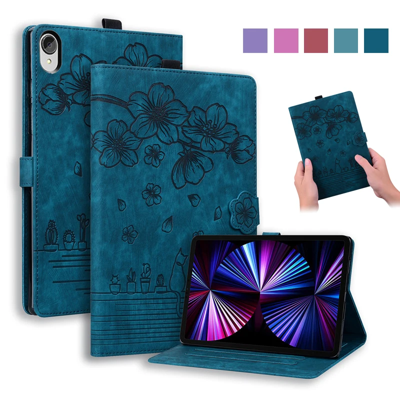 

Чехол для планшета Lenovo Tab P11 Plus, тисненый 3D кошелек с цветами, 11 дюймов, чехол для планшета Lenovo Tab P11, tb j606f j606l j616f