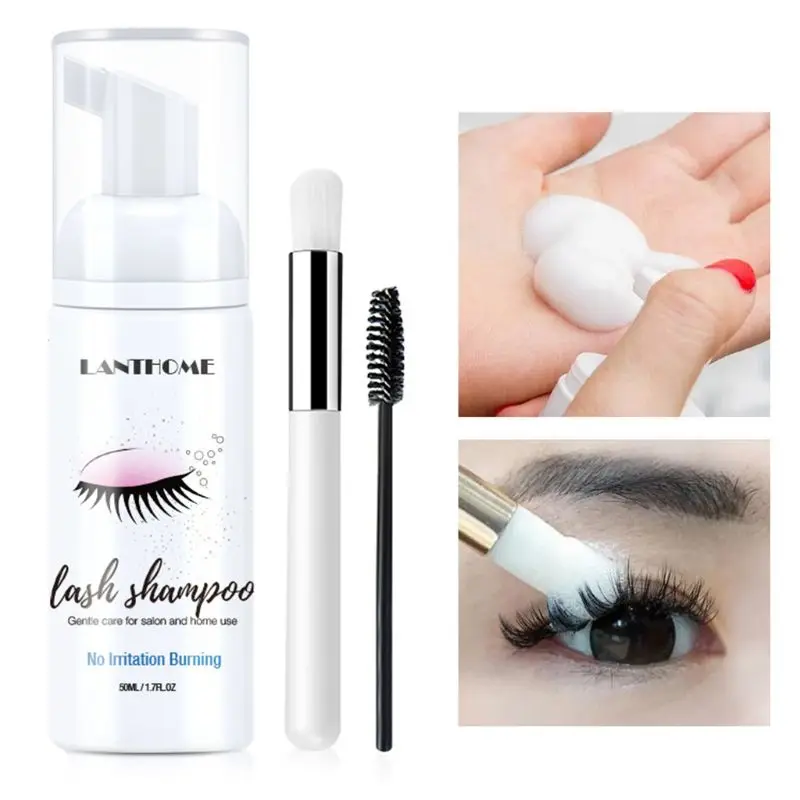 

50ml Professional Eyelash Shampoo Brush Kit Individual Eye Lash Extension Foam Cleaner