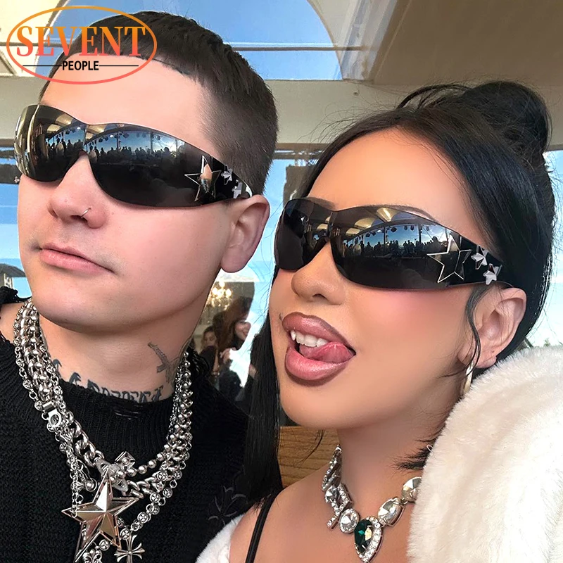 

Five-Pointed Star Sunglasses Women Men 2023 New Fashion Rimless Sun Glasses For Female Streetwear Y2K Sunglass Windproof Goggle