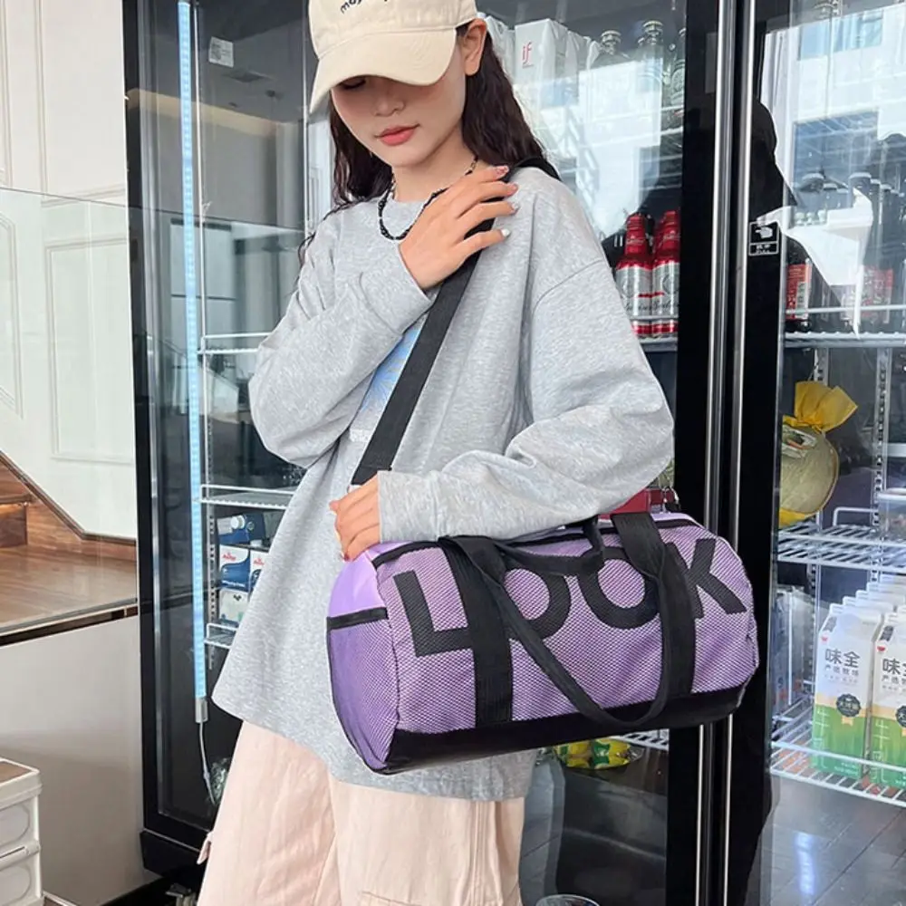 Портативная нейлоновая пляжная сумка через плечо с буквенным принтом однотонная