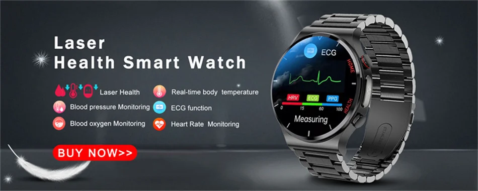 

2022New ECG+PPG Smart Watch Men Laser Treatment Of Hypertension Hyperglycemia Hyperlipidemia Heart Rate Healthy Sport Smartwatch