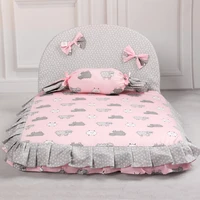 2019 dog lovely bed comfortable warm pet house print fashion cushion for pet sofa kennel top quality puppy mat pad bed