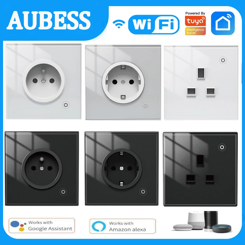 

Tuya WiFi Wall Outlet Socket 16A Smart Plug Electric Power Monitor Schedul Timer Voice Control Work With Alexa And Google Home