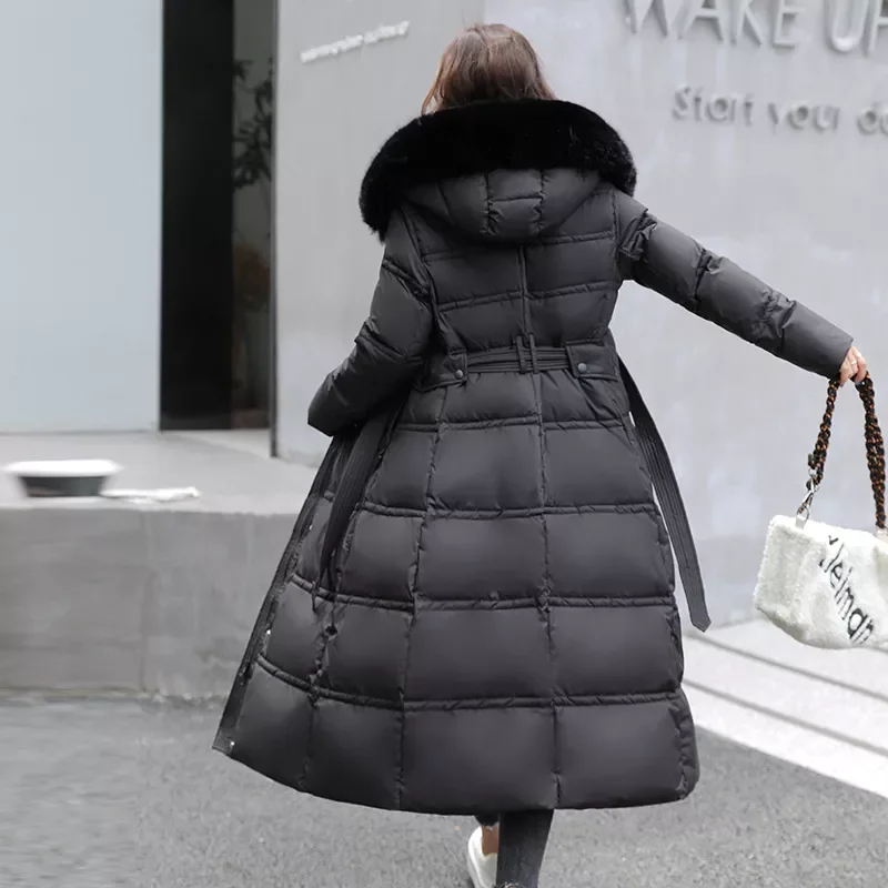 2022New jacket in heavy hair get long temperament of cultivate morality show belt down cotton-padded jacket female coat