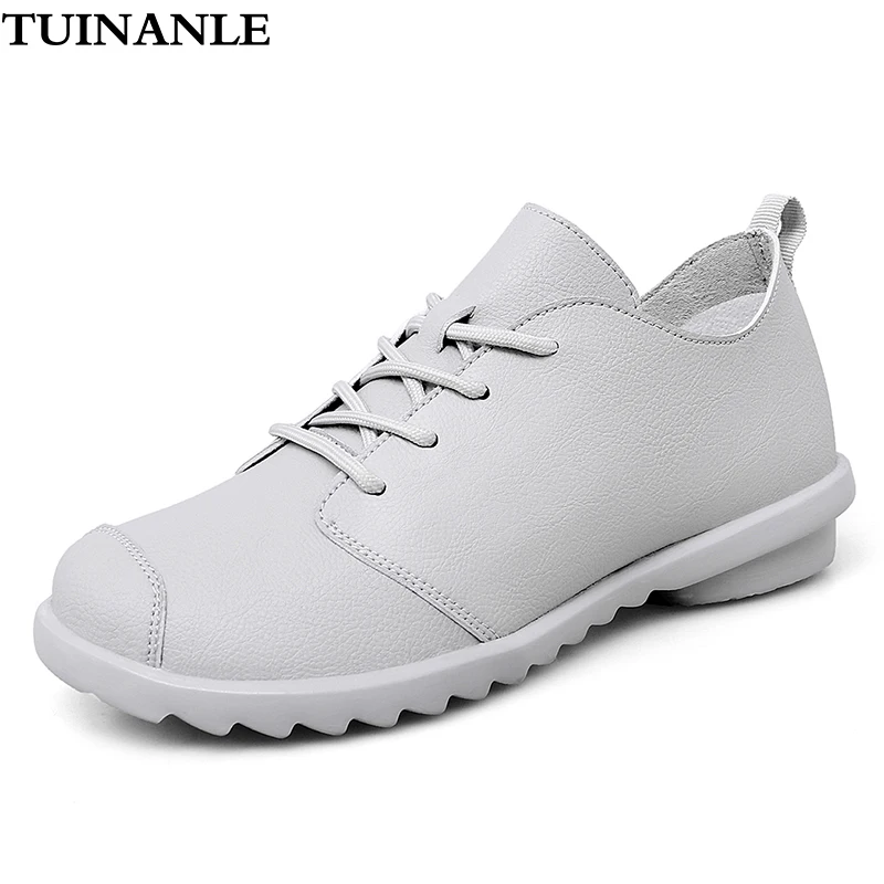 

TUINANLE 2022 Leather Shoes Casual Women PU Leather Spring New Trendy Lace-up Casual Woman Vulcanize Shoes Short Boots Ladies