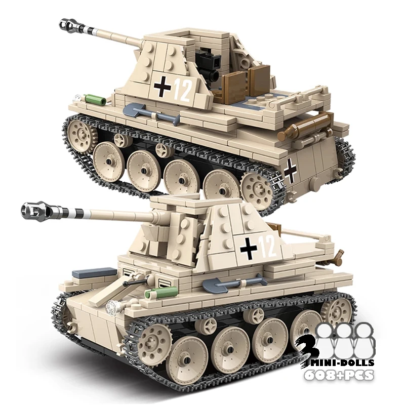 

Самоходный противотанковый пистолет WW2 Германия Marder III, конструктор, набор из блоков для сборки, игрушки для детей, подарок для мальчиков
