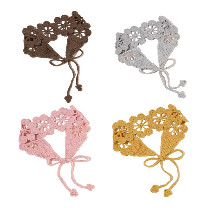 

28TF Women Head Hoop Trendy Headband Crochet Hook Colorful Wide Brim Ladies Headdress