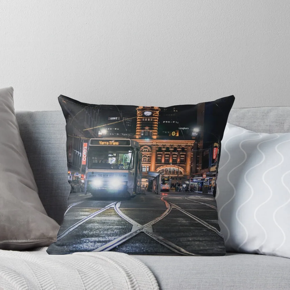 Мельбурн-ТРАМ и флонерс-станция декоративные подушки рождественские диванные