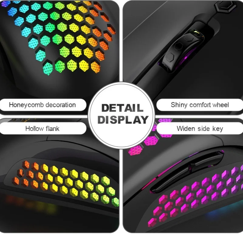 Легкая проводная мышь Freewolf M5 игровая RGB светоизлучающая 12000 точек на дюйм Paw3325