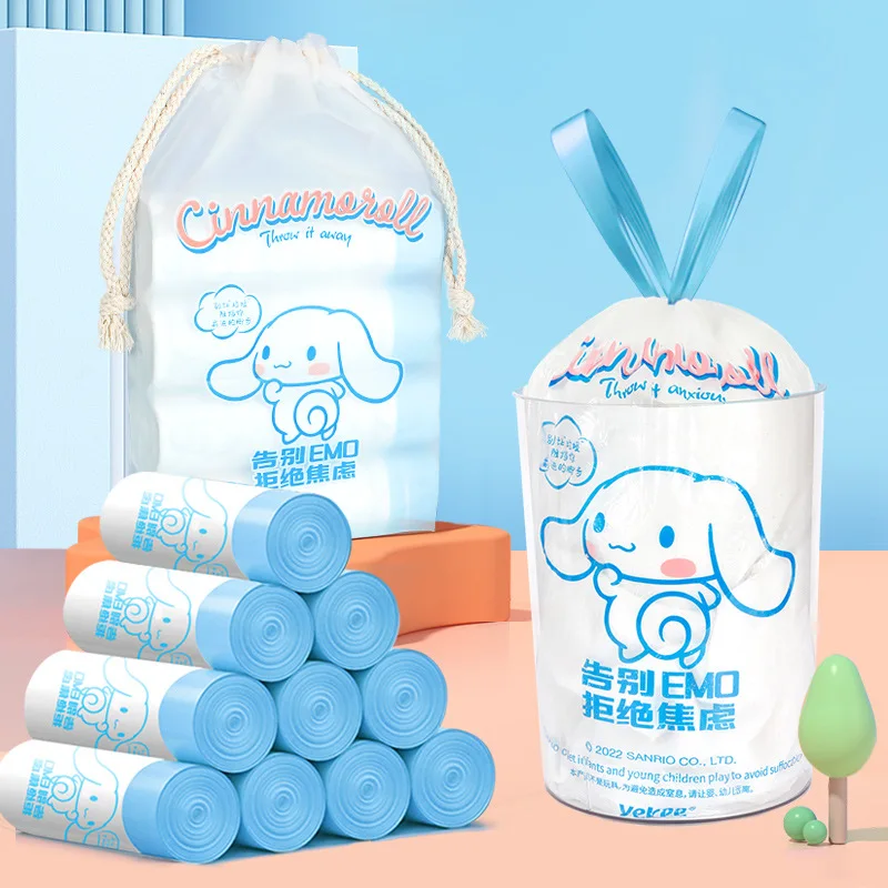 

Kawaii Sanrio Garbage Bag Cinnamoroll Cute Cartoon Kitchen Drawstring Household Thickened Garbage Storage Bag Toys Girls