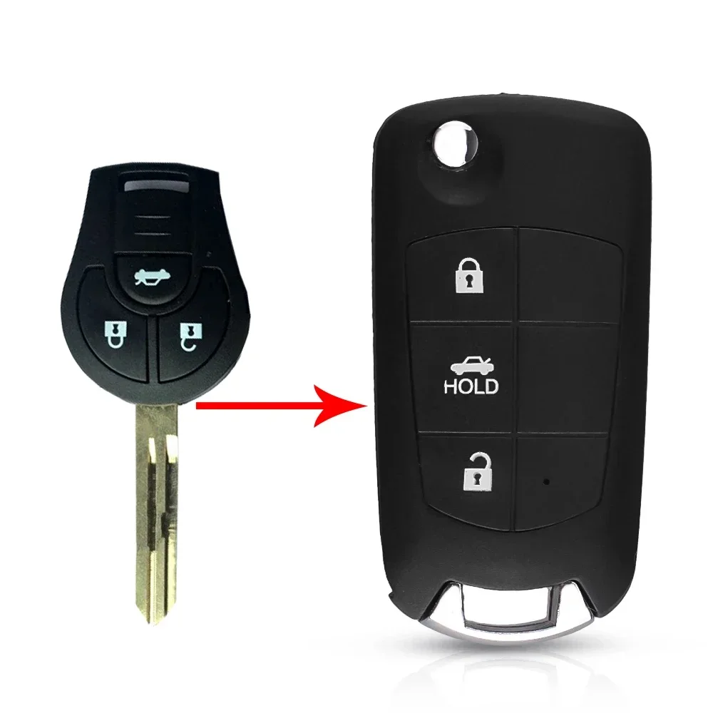 

Кнопочный модифицированный откидной пульт дистанционного управления KEYYOU 2/3/4, складной Автомобильный ключ для Nissan Sunny Sentra Versa Tiida с лезвием NSN14