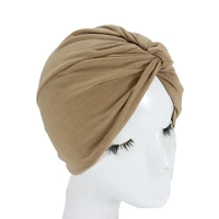 cotton indian hat solid color pleated cross scarf hat baotou hat womens fashion hat chemotherapy hat