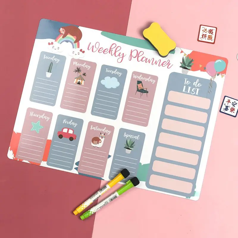 

Магнитная доска для еженедельного планировщика, доска для сообщений на холодильник для фотографирования