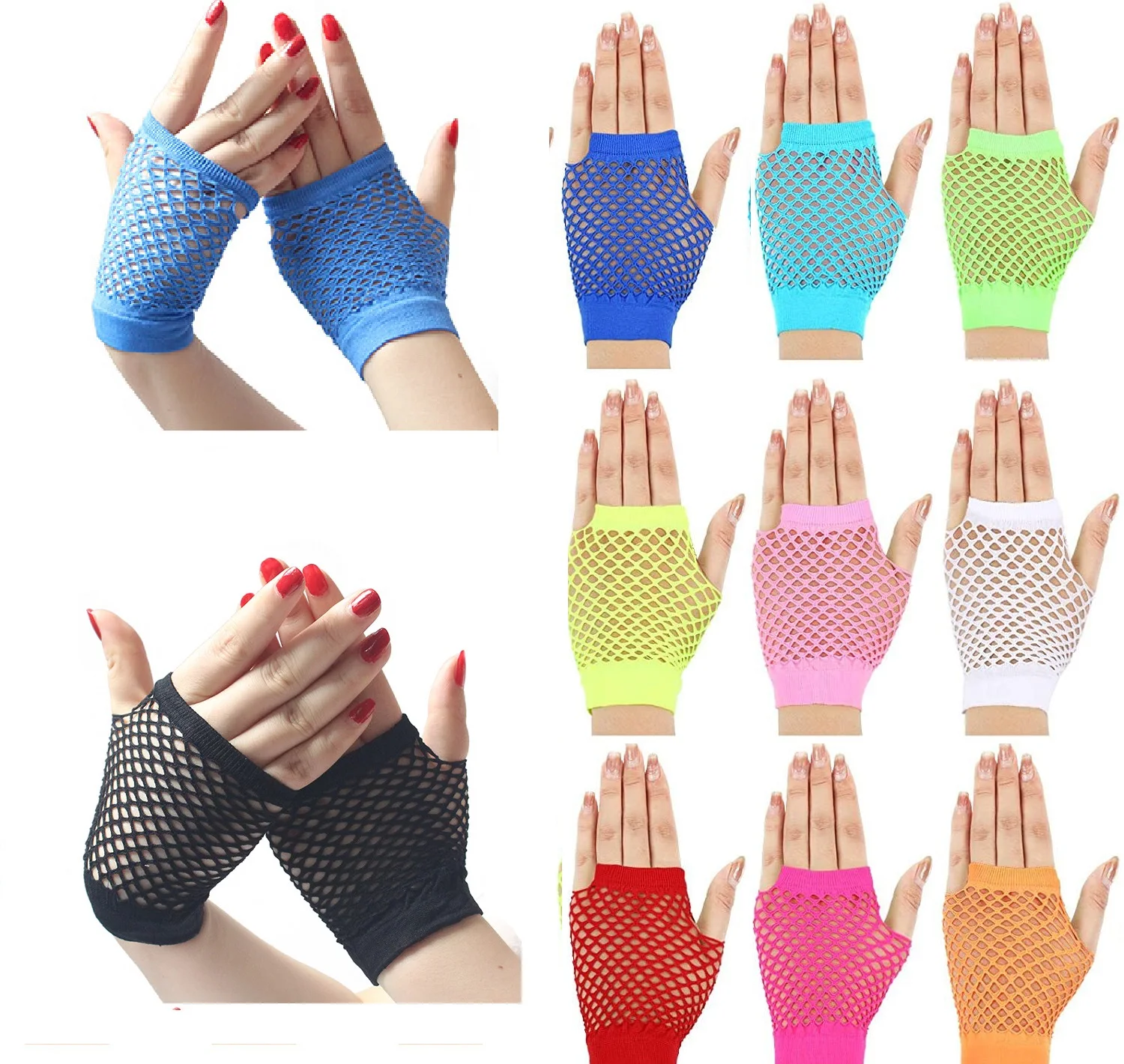 

Перчатки женские с вырезами, короткие сетчатые Митенки на запястье, в готическом стиле, стиле панк-рок, для костюма, для вечеринки, для невес...