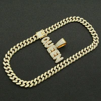 iced out cuban chains bling diamond letter queen rock rhinestone pendants mens necklaces gold hip hop jewelry for women choker