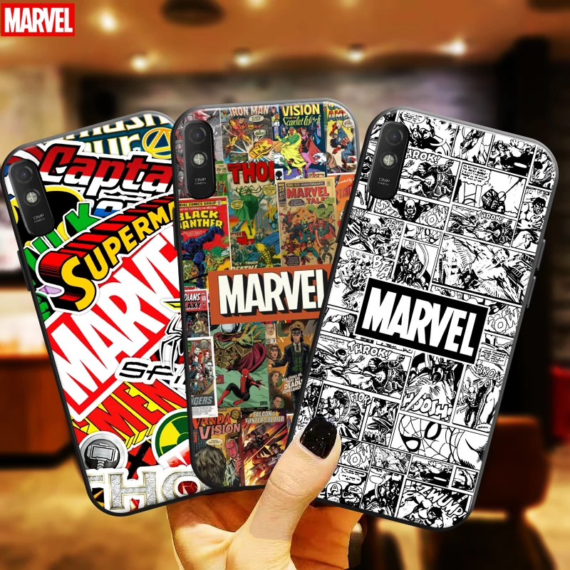 

Marvel Comics Logo Phone Case For Xiaomi Redmi 9A 9AT Black Back Coque Soft Liquid Silicon
