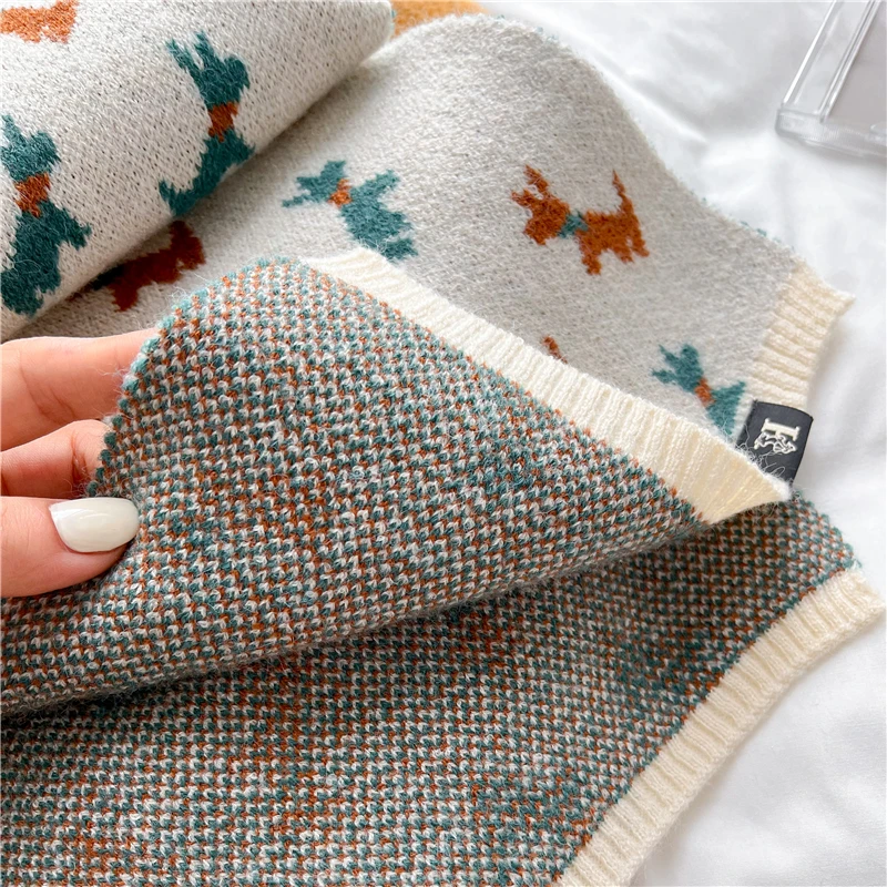 Модный теплый шейный галстук вязаный шарф для женщин дизайнерский зимний платок