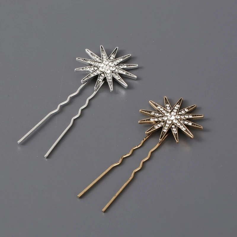 

Metallic Style Rhinestone Star U Shape Hair Clip Summer Headwear for Woman Birthday Party Carnivals Non-slip Hairpin
