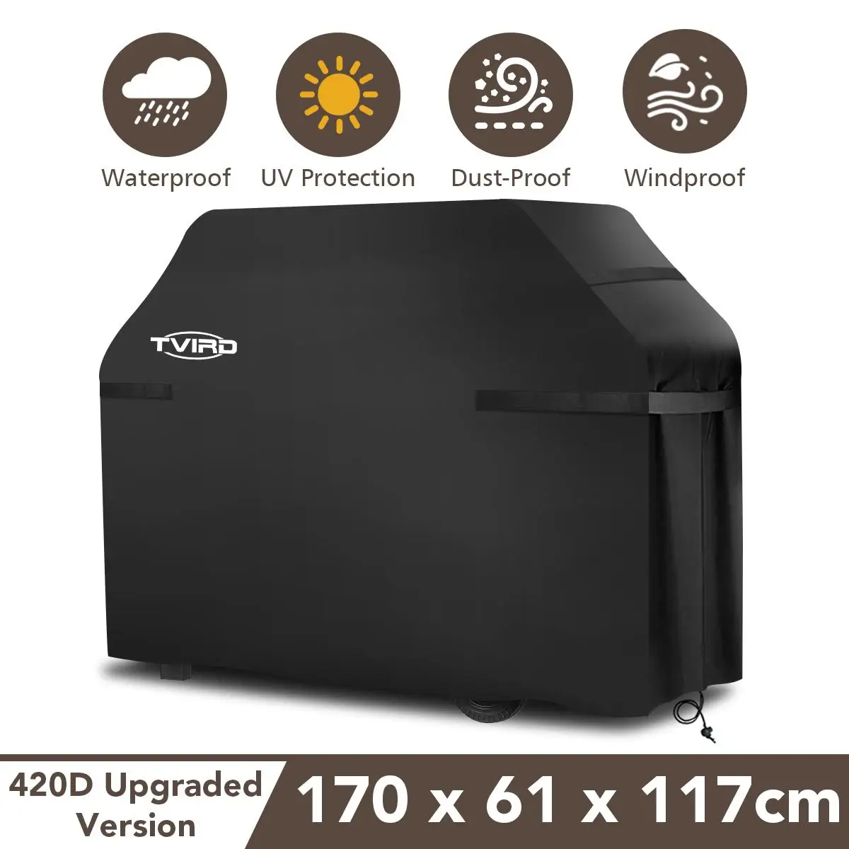 

Чехол для барбекю 170x61x117 см 420D, чехол для барбекю из Оксфорда, аксессуары для барбекю на открытом воздухе, пылезащитные водонепроницаемые за...