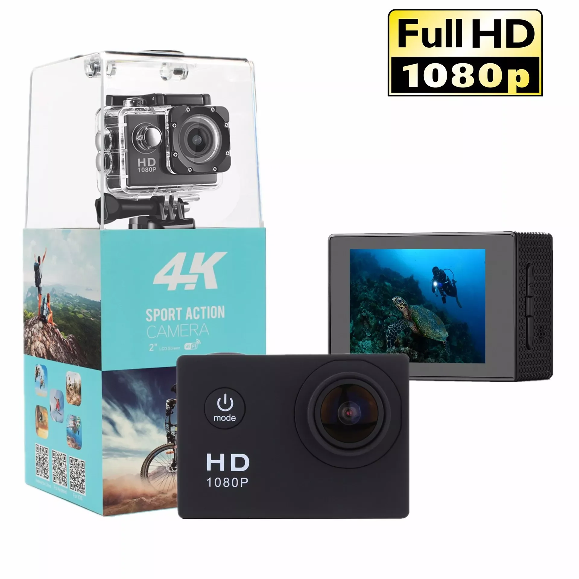 Waterproof 4 k double screen with remote WIFI outdoor sports DV camera diving aerial high-definition cameras enlarge