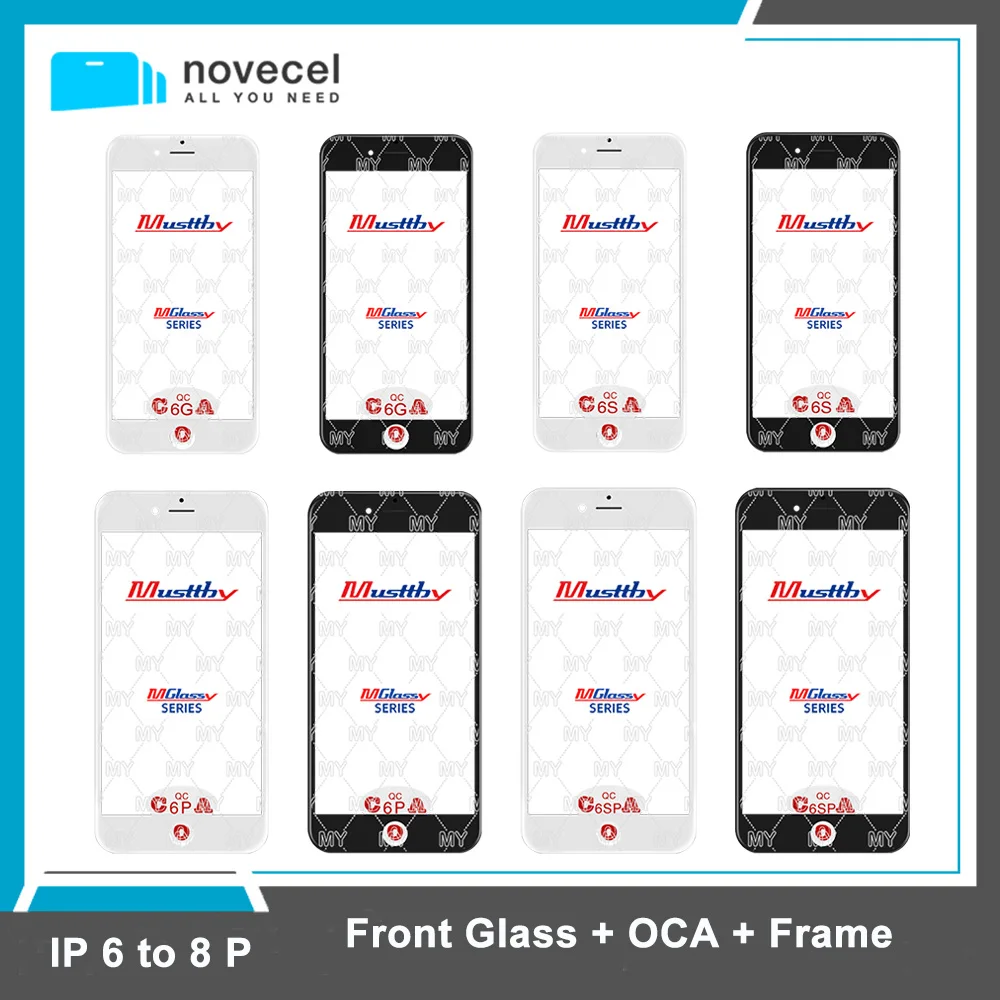 

High Quality 3 in 1 Outer Front Glass Panel with Frame OCA Glue Replacement Glass for iphone 6 7 8 P S