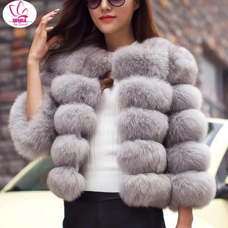 

S-4XL Mink Coats Women Lady Winter Top Trend Pink FAUX Fur Coat Elegant Thick Warm Outerwear Fake Fur Jacket Chaquetas Mujer
