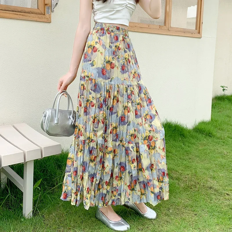 2024 новинка весны и лета женская тонкая длинная юбка с высокой талией высокое