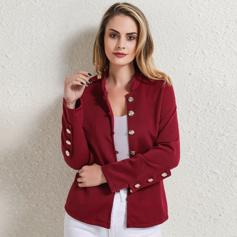 

Blazers Women Coat Fashion Jackets Veste Femme Slim-breasted Small Suit Solid Color Long-sleeved Short Top Jackets For Women
