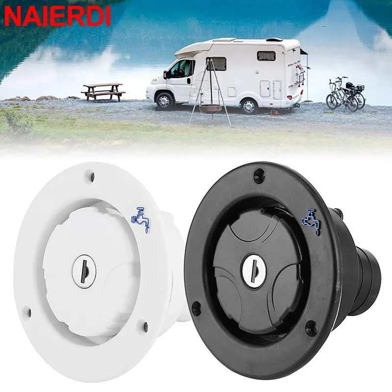 

NAIERDI Caravan Accessories Gravity Fresh Water Fill Hatch Inlet Filter Lockable For RV Boat Camper Trailer White Parts