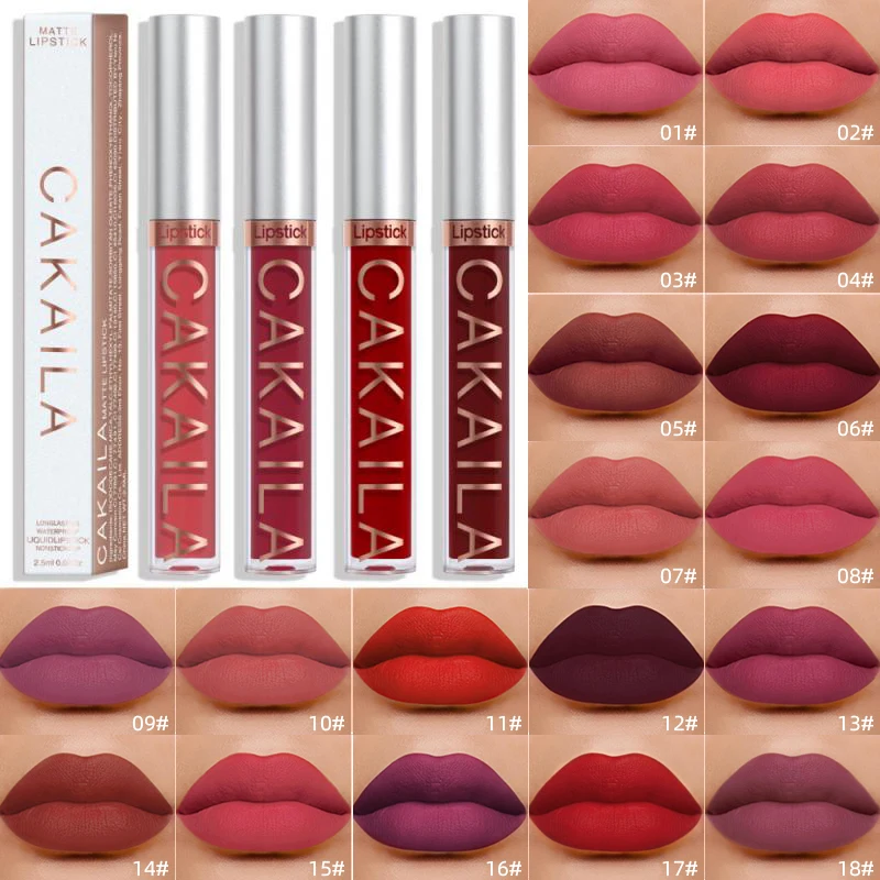 

New Arrivals Lipstick Matte Velvet Lip Gloss 18 Colors Long-Lasting Waterproof Women Sexy Maquillage Cosmetics Liquid Lipstick