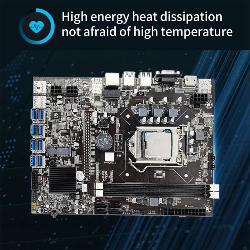 

8 Card GPU B75 Mining Motherboard+G530/G1630 CPU+Cooling Fan+2XSATA Cable+Bezel 8XUSB3.0(PCIE1X) LGA1155 DDR3 RAM MSATA