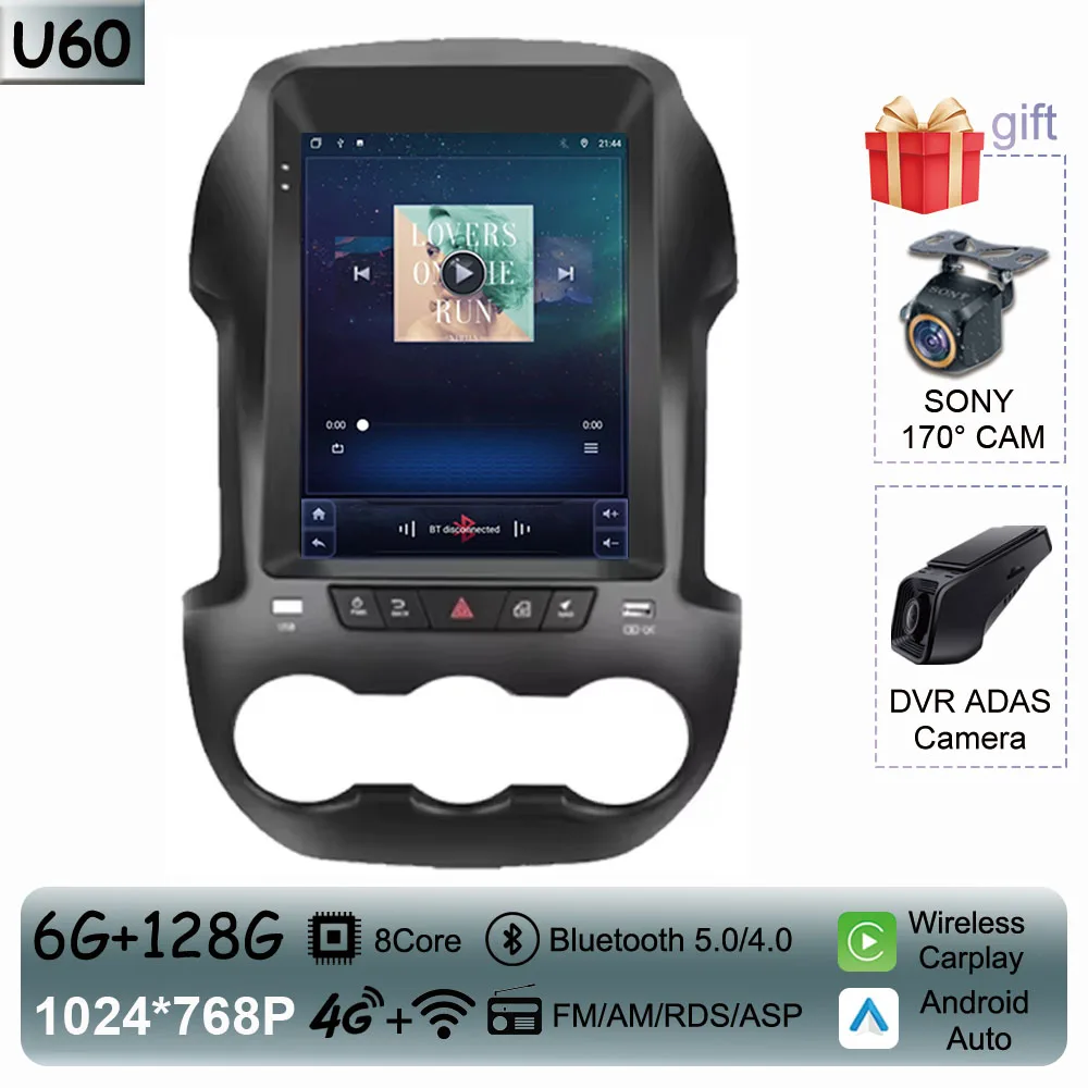 

9,7-дюймовый Android 14.0 для Ford Ranger 2012 2013 2014 2015 Автомобильный радиоприемник Стерео Auto DSP Carplay GPS-навигатор Видео 4G Lte