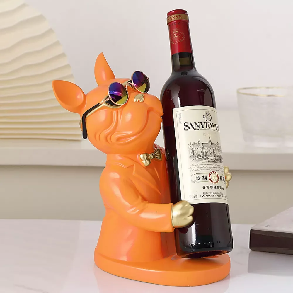 

European Resin Glasses Dog Sculpture Wine Cabinet Display Cute Animal Rack Wine Rack Desktop Crafts Home Decoration Furnishings