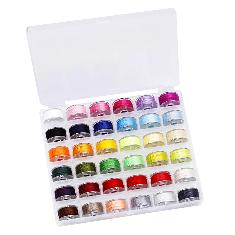 

Fenrry 25/36Pcs Sewing Machine Bobbin Holder Sealed Winding Machine Storage Box Transparent Plastic Single Bobbin Case Sewing