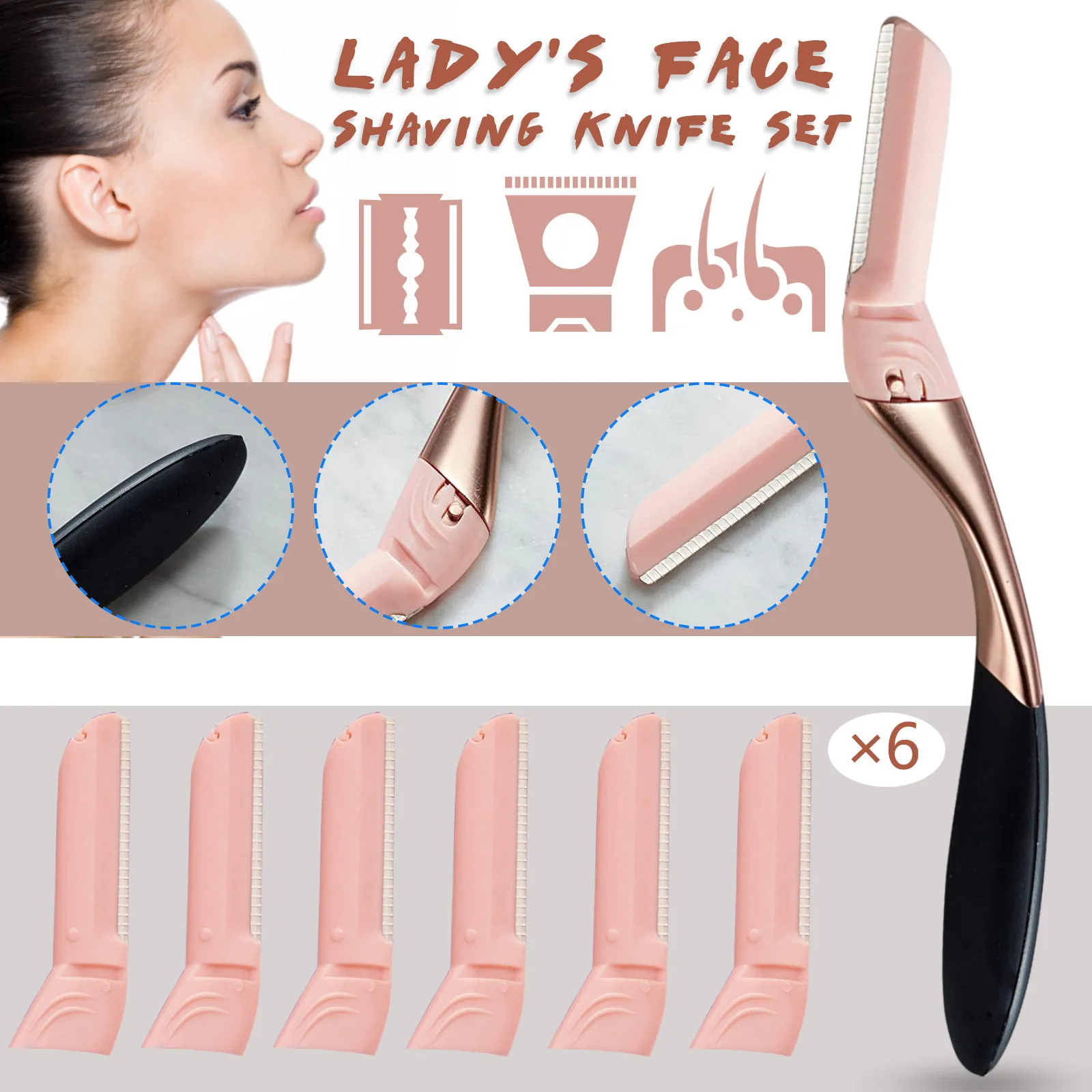 

6 шт. триммер для бровей средство для удаления волос на лице Женская бритва для бровей безопасный бритвенный нож инструменты для макияжа