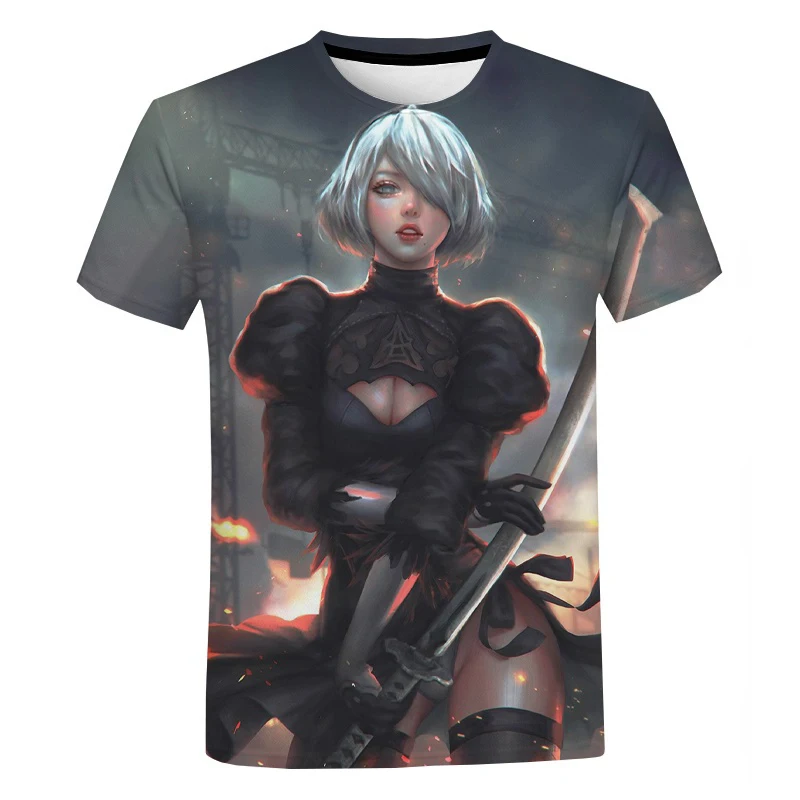

Summer Game Anime Nier Automata Men Women Fashion Cool 3D Printed T-shirts Casual Clothes T Shirt Streetwear Tops Oversized Tees