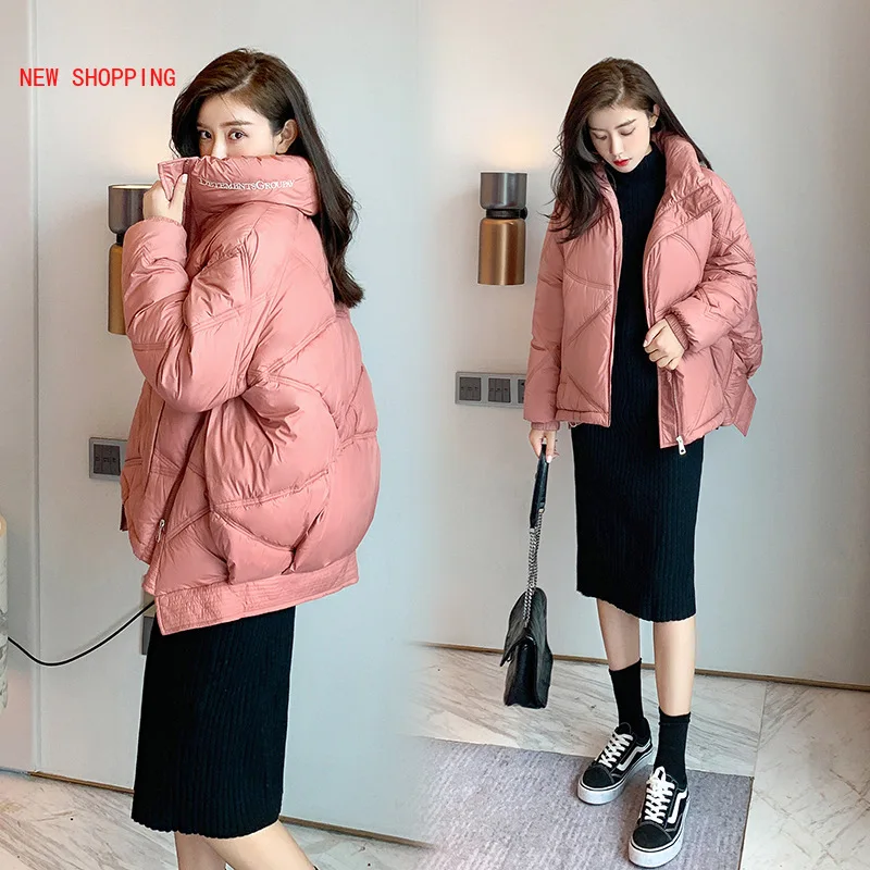 Slim Down Jacket Woman Winter Parkas Temperament Korean Women Cotton Coats Long Sleeve Stand Collar Loose Bread Jackets Overcoat