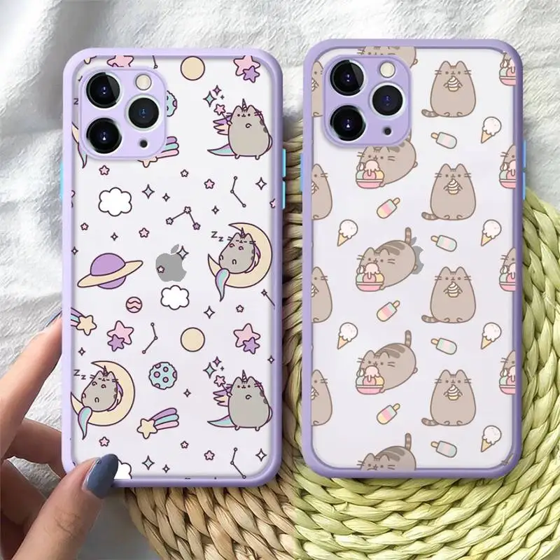 

Cute cat Phone Case for iPhone X XR XS 7 8 Plus 11 12 13 pro MAX 13mini Translucent Matte Shockproof Case