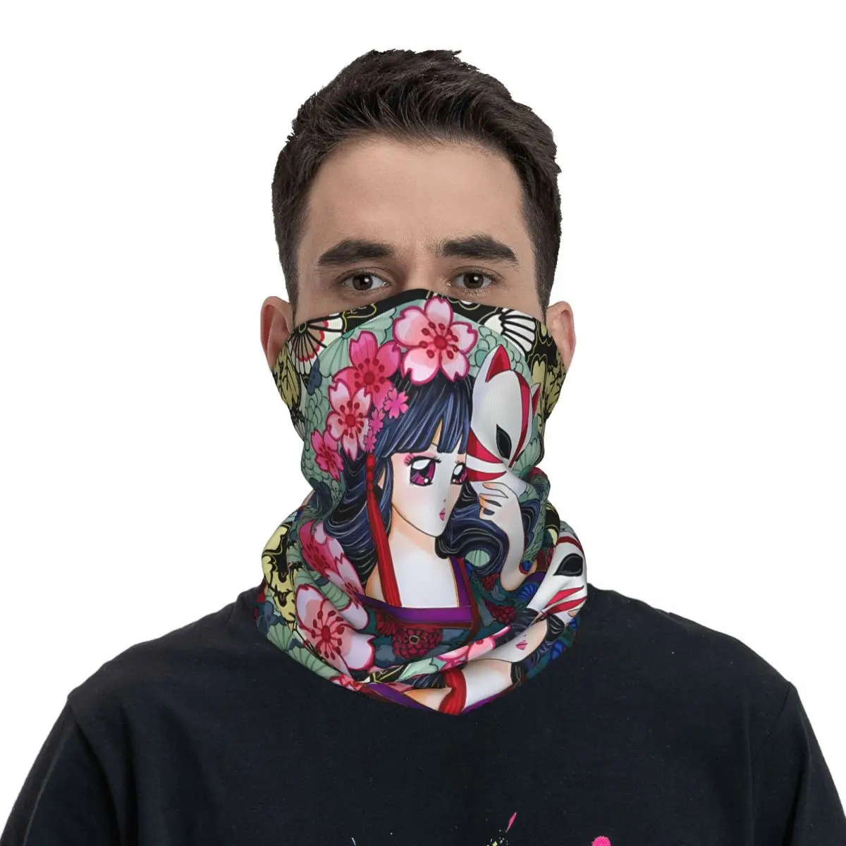 Японский шарф для девочек шейный платок маска лица из полиэстера