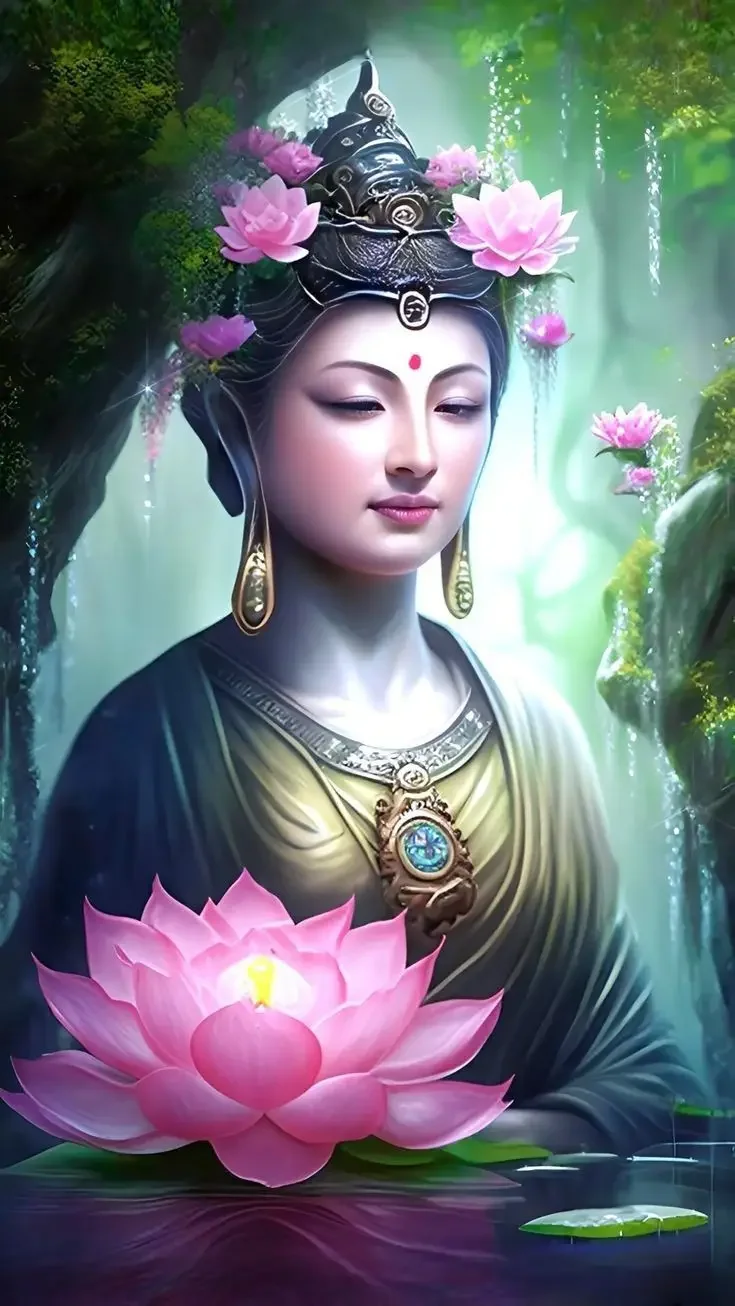 Картина на холсте с рамкой лотос Будда 100x200 см 70x140