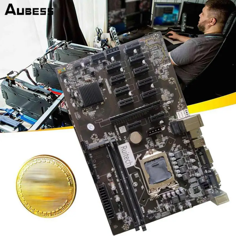 

New B250 BTC Mining Machine Motherboard 12 PCI-E16X Graph Card SODIMM LGA 1151 DDR4 SATA3.0 Support VGA DVI for Miner Dropship