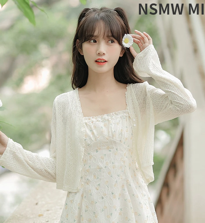 

2023 New With Suspender Skirt Sunscreen Clothing Shawl Blouse Women's Summer Small Jacket Thin Cardigan Fairy