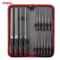 hi spec 16pc woodworking file set flat half round round triangle files needle files 200mm for leather metal wood with cloth bag